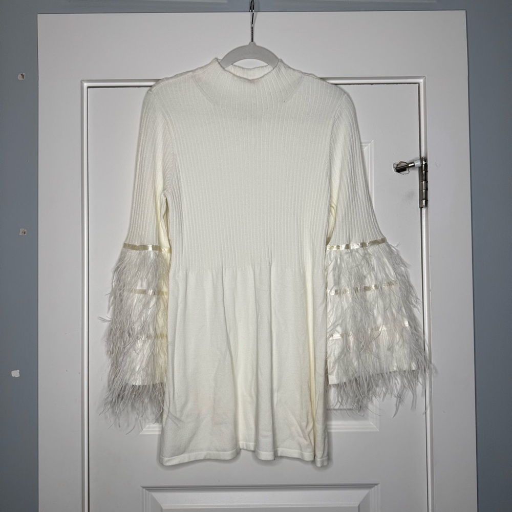 Tyler Boe Shawn Feather Ribbed Tunic Top or Mini Dress Size Large